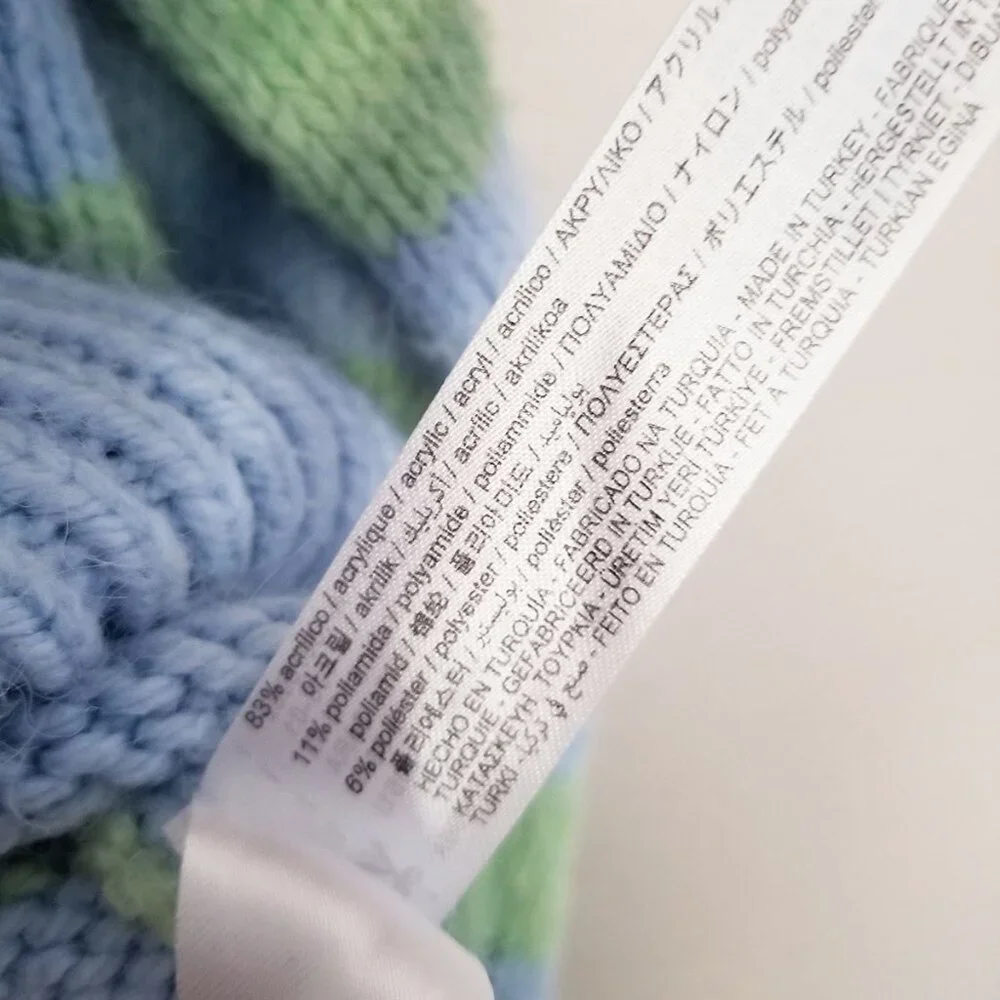 Zara Crochet 3D Floral Embroidered Striped Polo Collared Sweater L Blue Fairy - Picture 16 of 16